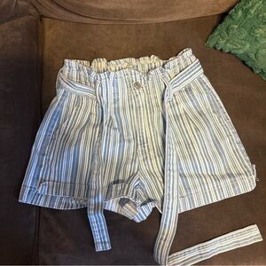 American Eagle Outfitters Blue and White Striped Jean Shorts